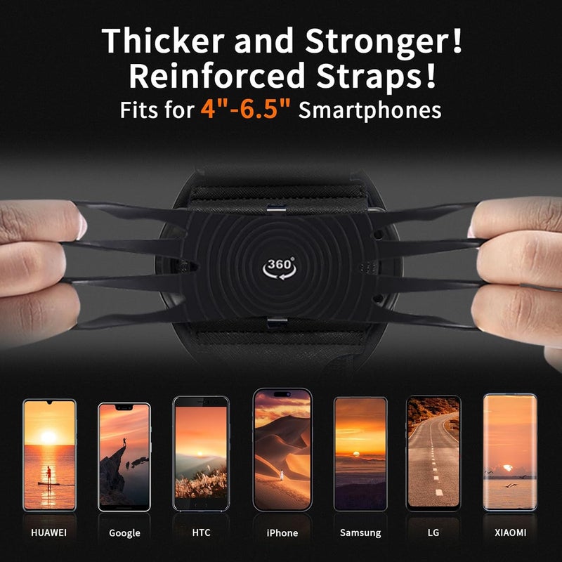 OOPSCOOL Wristband Phone Holder for Running,Phone Wrist Strap 360° Rotation & Detachable - Compatible with iPhone 16/15/13/XR, for Samsung and More - Fits 4''-6.5'' Phones - for Walking(S) - Image 2